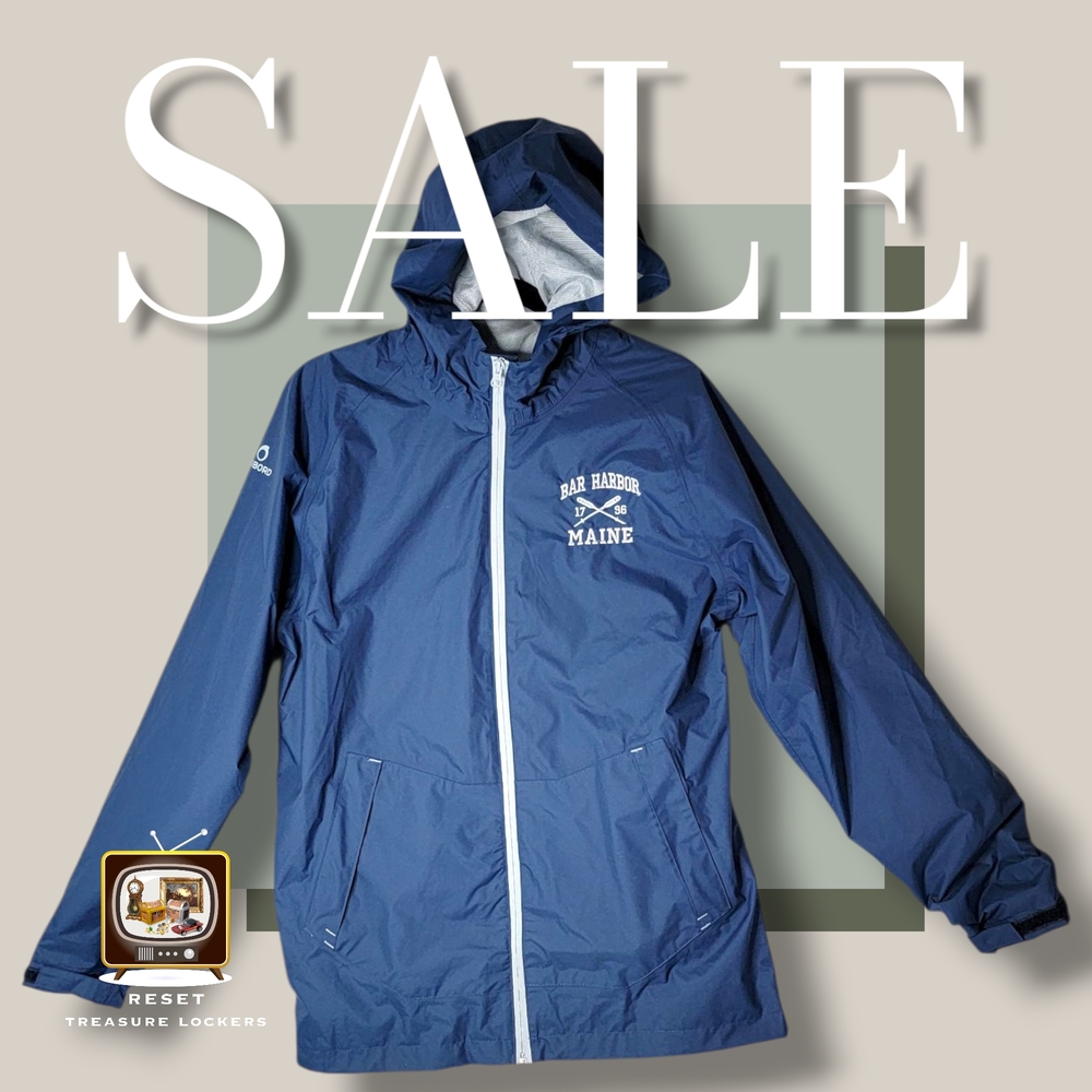 Bar Harbor Maine Blue Hooded Windbreaker Jacket
